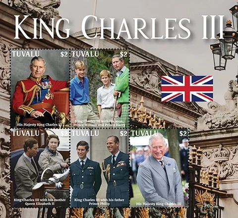 Tuvalu 2022 - King Charles III - Sheet of 5 stamps - MNH Cover