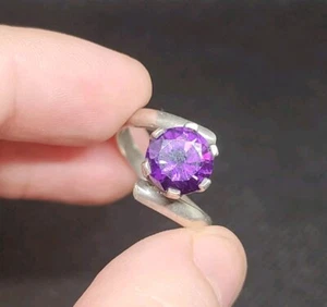 Vintage Amethyst Edelstein silberfarben Ring Gr. 6,75 Damen Schmuck Geschenk unbeschriftet - Bild 1 von 9