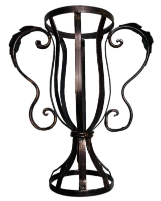 Porta Jarrón Metal con Detalle Hoja en 2 Asas 12" Aspecto Latón Foto 1 de 4