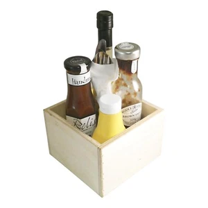Wooden Takeaway Condiment Holder Square Table Top Natural Wood Bar Restaurant - Picture 1 of 6