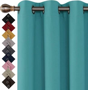 Thermal Blackout Curtains Eyelet Ring top Energy Saving Ready Made Pair Tie back - Picture 1 of 59
