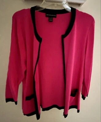 Spencer Jeremy Pink And Black Cardigan Sweater Size L - Image 1 of 4