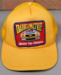 Darrell Waltrip Winston Cup Champion Yellow Snapback Hat Patch Trucker Nascar - Picture 1 of 6