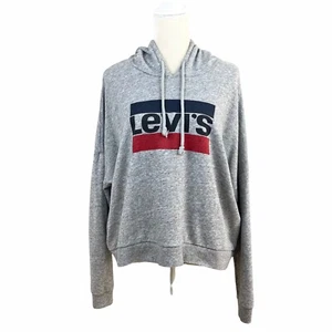 Sudadera con capucha Levi’s para mujer talla XL gris corta calce cuadrado logotipo grande - Imagen 1 de 9