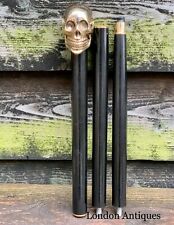 Skull Head Brass Walking Stick Hardwood Shaft Gothic Style Pirate Walking Stick