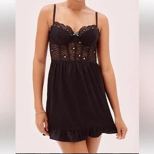 For Love and Lemons Victoria’s Secret M corset dress daisies embroidered black - Picture 1 of 12