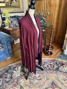 Red Black Herringbone Sweater Waterfall Drape Duster 22/24 - Picture 1 of 12