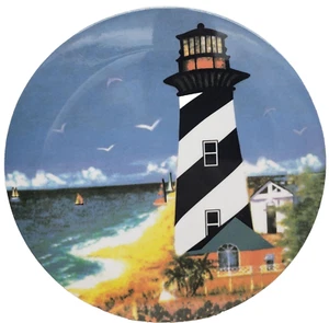 Melamine Round Trivet (8" Dia.) NAUTICAL, LIGHTHOUSE, BIRDS AND SAILBOATS, RLD - Picture 1 of 10