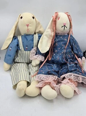 PRIMITIVO CONEJO CONEJO PAR, MUÑECAS CONEJITO ARTE POPULAR, NIÑO NIÑA-LEER Foto 1 de 4