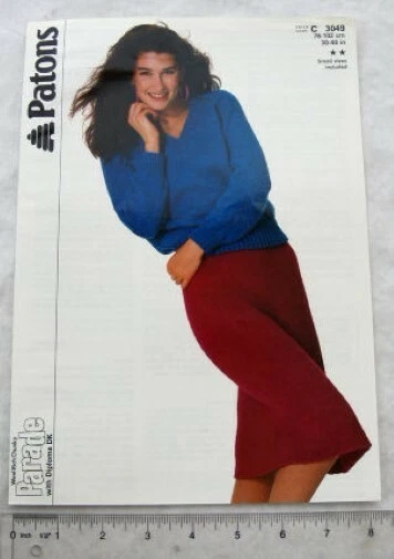 1987 Patons 3049 raglan sweater with skirt, Parade, 30-40 inch, 76-102  cm - Image 1 of 1