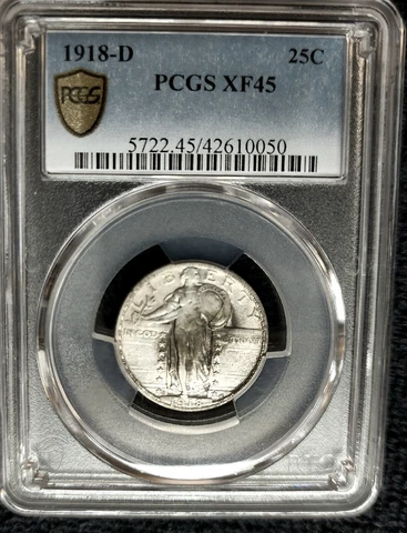 CHOICE 1918-D STANDING LIBERTY QUARTER PCGS XF-45 GS CERTIFIED, GORGEOUS TONING Cover