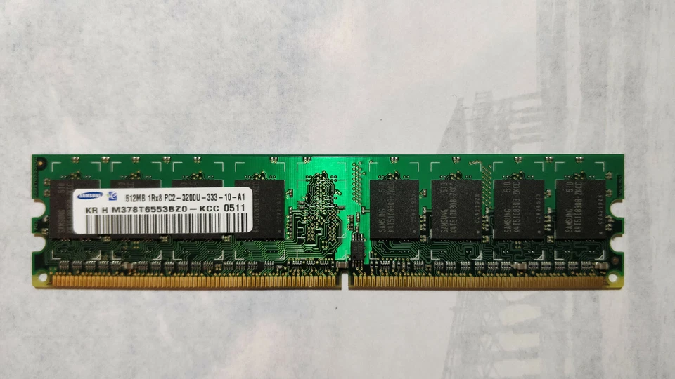 Samsung 512MB 1Rx8 PC2-3200U-333-10-A1 KR H M378T6553BZ0-KCC - Image 1 of 1