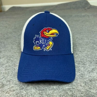 Kansas Jayhawks Hombres Sombrero Medio Flexible Azul Blanco Gorra Colegio Baloncesto NCAA Logo Foto 1 de 4