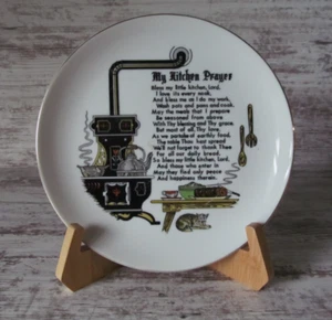 Vtg VERY RARE STYLE w/ Kitty Cat MY KITCHEN PRAYER 8" Display Plate Smooth Edge - Bild 1 von 14