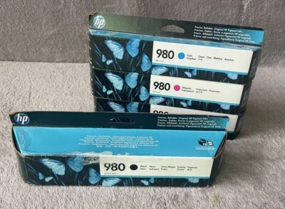 4 Cartuchos de tinta originales HP 980 D8J10A D8J07 D8J08A D8J09A BCMY NUEVOS pero caducados Foto 1 de 4