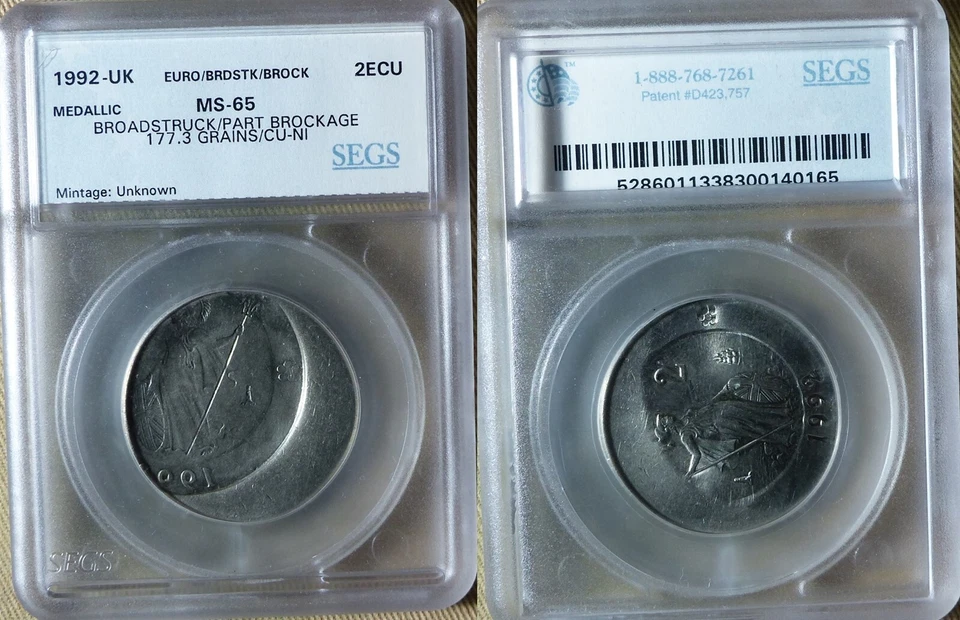 Error:Europa Pattern 1992 UK 2 Ecu Broadstruck /Partial Brockage MS65 CT213 - Image 1 of 1