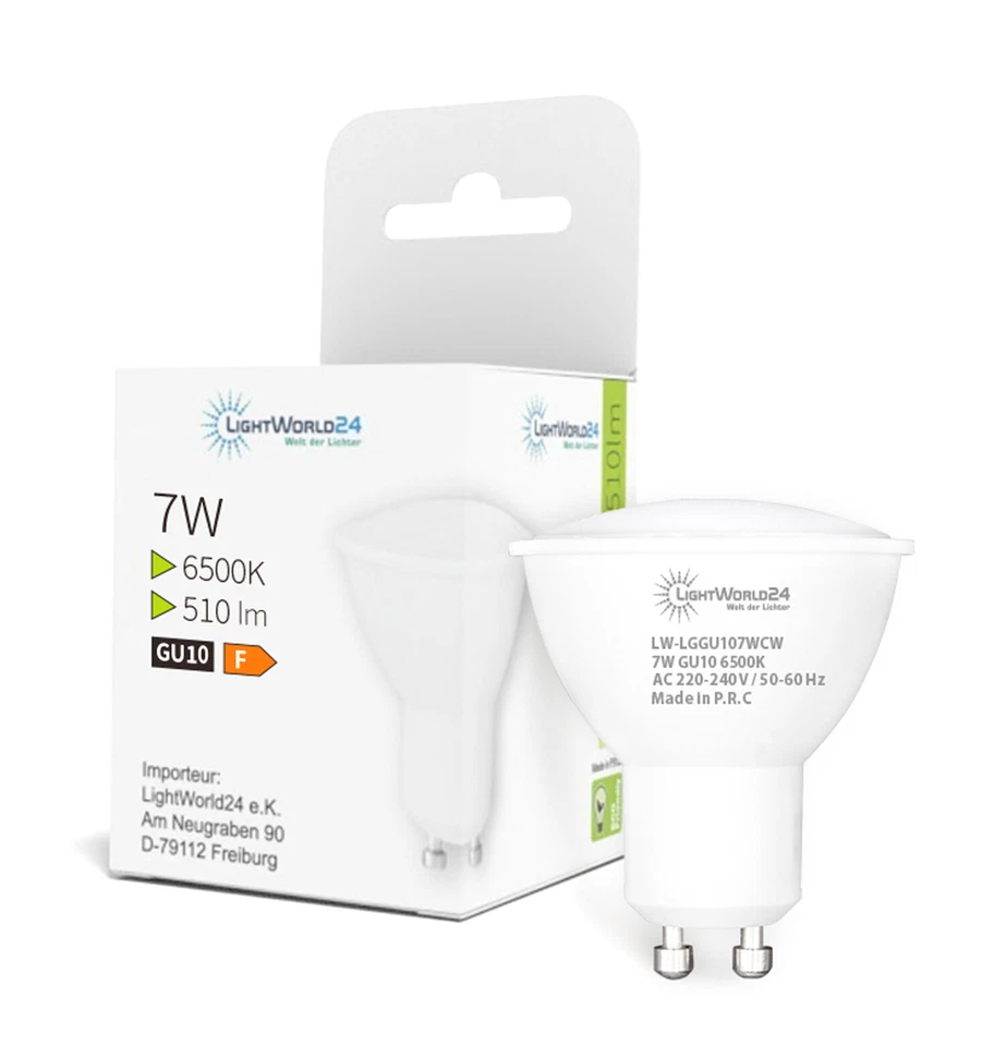 GU10 Glühbirnen Lampe 7W Halogen LED Leuchtmittel Glühlampe 510 LM Kaltweiß - Bild 1 von 4