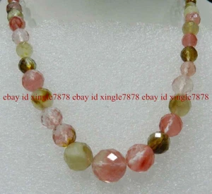 "Collar facetado de cuentas redondas de gemas de turmalina gemas de sandía de 6-14 mm de 18" - Imagen 1 de 12