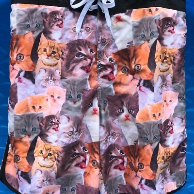 Bioworld Mens Kitty Cat Swim Trunks Lined with Pockets~XL - Image 1 of 4