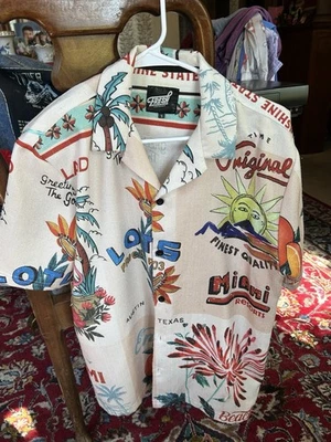 Fresh Prints of Bel Air Hawaiian Style Shirt Small Miami  Sugar Bag Print RARE  - Image 1 of 3