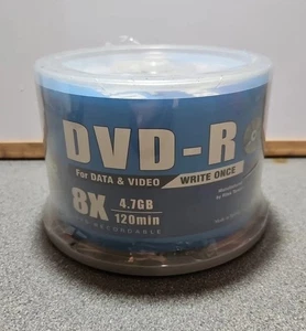 RITEK Printable 8x Speed DVD-R 4.7GB 50 Pack. New And Sealed - Afbeelding 1 van 4