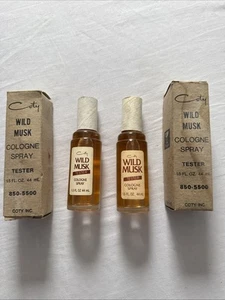 1980s Pfizer Vintage Coty Wild Musk Cologne Spray Testers 1.5 Fl Oz Each NEW (2) - Picture 1 of 9