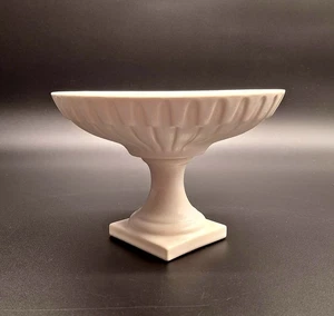 Vintage Hyalyn Matte White Porcelain Compote Pedestal Bowl – 9.25" Fluted MCM - Picture 1 of 13