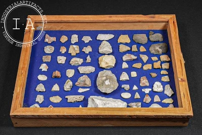 Collection of Arrowheads and Stone Tools in Display Case - Image 1 of 4