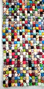 Handmade Hand Stitched Full Double Puff Square Quilt Bedspread 85" X 75" BRIGHT - Picture 1 of 7