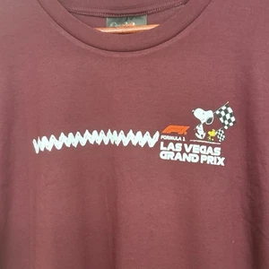 IN HAND nwt 2025 F1 PEANUTS 75th burgundy red XL adult T-SHIRT lvgp SNOOPY - Picture 1 of 6