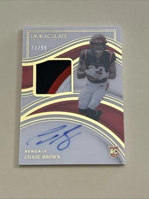 2023 Panini Immaculate - Rookie Patch Autographs Chase Brown #105 /99 AU, MEM,RC - Image 1 of 2