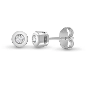 9ct White Gold Jewelco London 0.1ct Diamond Solitaire Stud Earrings - Picture 1 of 3