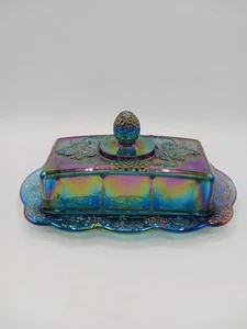 Indiana Glas Blau Carnival Glas Butterdose - Bild 1 von 4