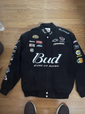 Chaqueta de carreras vintage negra 2005 Dale Earnhardt Jr. Budweiser NASCAR XL Foto 1 de 3