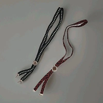 2 corbatas Bola Bolo Western de cuero artesanal con inserción de cuerno de hueso Foto 1 de 4