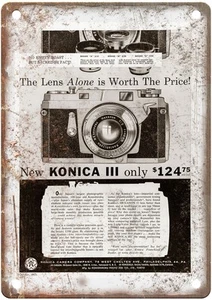 Insegna metallo Konica 1957 vintage pellicola macchina fotografica pubblicità look retrò C1225 - Foto 1 di 2