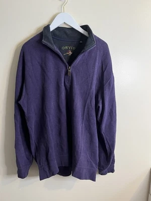 Suéter Orvis Para Hombres Grande Púrpura Adulto Pullover Manga Larga Cuarto Cremallera Informal Foto 1 de 4