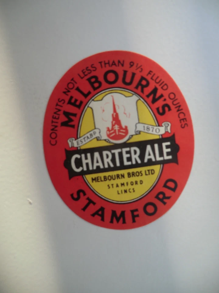 MINT MELBOURN BROS STAMFORD 9 1/3 fl oz CHARTER ALE BREWERY BEER BOTTLE LABEL - Image 1 of 1