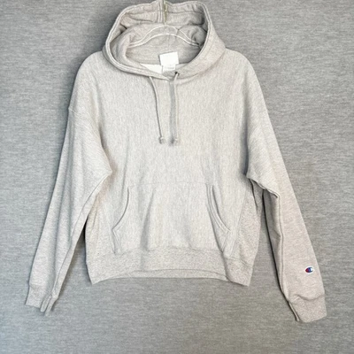 Champion Sudadera con Capucha Mujer Talla Grande Gris Tejido Inverso Recortado Sudadera con Capucha Foto 1 de 4