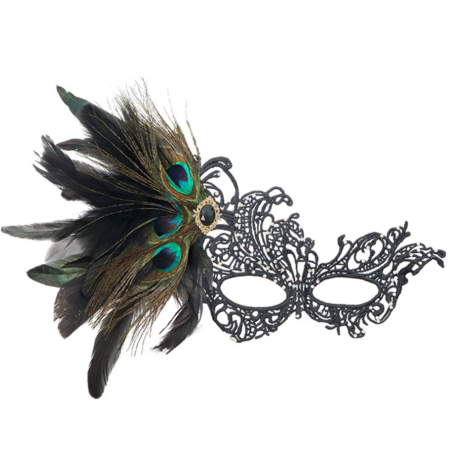 Sexy Damas Mascarada Pluma Máscara Veneciana Vestido Elegante Fiesta Máscara de Ojos Accesorios Foto 1 de 4