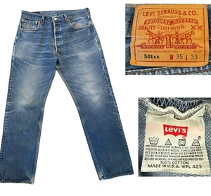 Vintage Levis 501xx Jeans Men 35 x33 (32x30) Made in USA Button Fly Y2K 90s - Picture 1 of 17