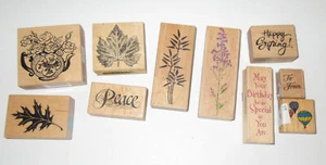 Rubber Large Stamps Scrapbooking Card Making  Premium Wood Mounted New Lot of 10 - Picture 1 of 5