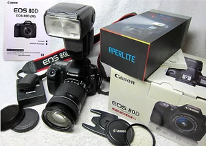 CANON EOS 24.2 MP DIGITAL 80D DSLR Camera w/ EF-S 18-135mm Lens + FLASH & Extras - Picture 1 of 24