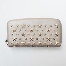 Auth JIMMY CHOO Philippa - Silver Leather Long Wallet
