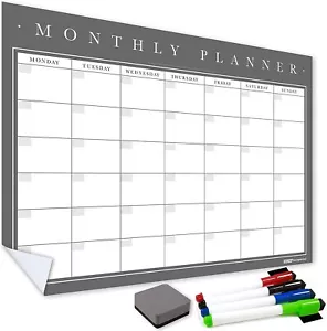 Sticky Monthly Calendars, Dry Wipe Wall Planner Self Adhesive Weekly Daily Erase - Picture 1 of 26