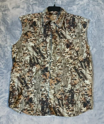 Schmidt Workwear Shirt Mens Large Camouflaged Breast Pocket Sleeveless Outdoor - Image 1 of 4
