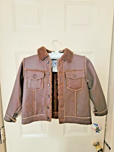 Vecchio Ponte Leather 100% Shearling Lamb Brown Leather Coat Kid's 4T - Picture 1 of 10