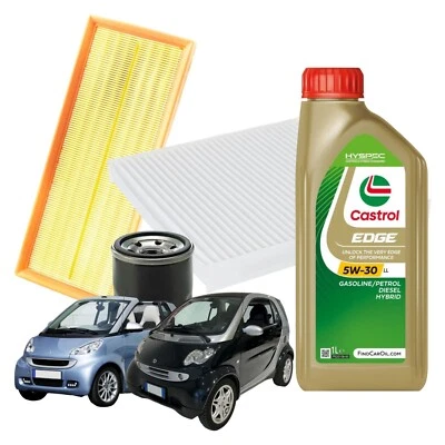 KIT TAGLIANDO SMART FORTWO COUPE CABRIO 451 07> 1.0 BENZINA CASTROL 5W30 FILTRI - Bild 1 von 4