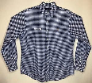 Ralph Lauren Mens Sz L Blue White Checkered l Button Down Seitel Employee Shirt - Picture 1 of 6