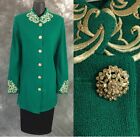 BEAUTIFUL St John evening jacket knit green embellished suit blazer size 10